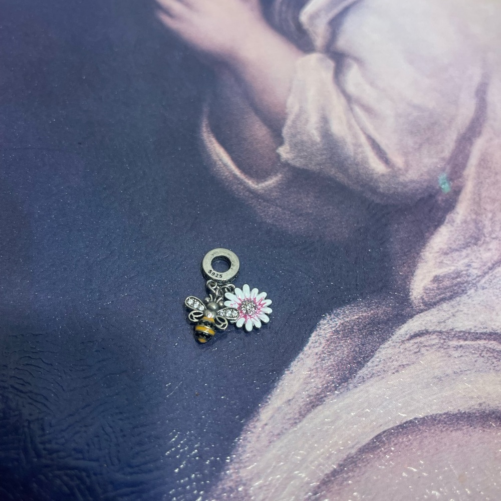 925 Silver Bee and Flower Charm